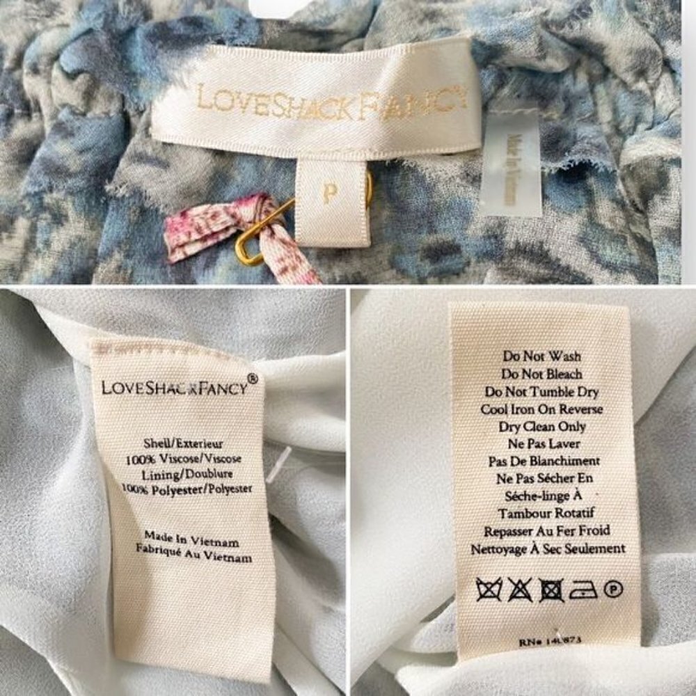 LoveShackFancy Popover‎ Mini Floral Dress in Ocean Breeze  Size P, NWT - Picture 7 of 15